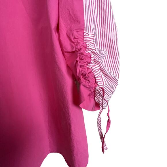 Terra SJ Apparel Top Women's XL Pink White Contrast Tunic Wire Collar Button Up - Picture 7 of 7